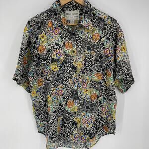 Hattie Carnegie Shirt Vintage Women’s Medium Button Up Floral Silk